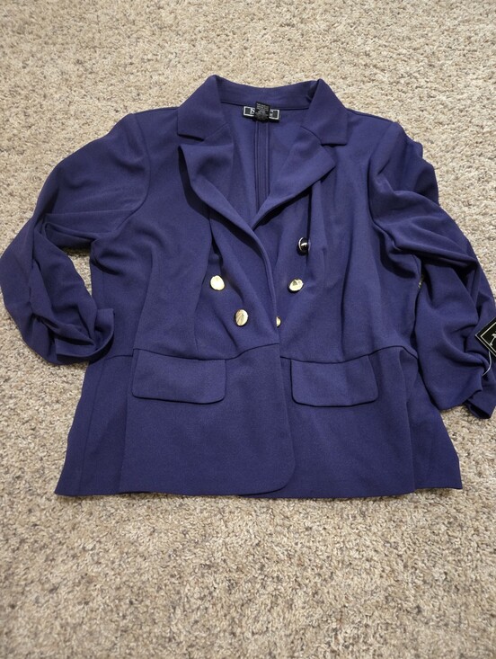 NYCC Jackets & Blazers - NYCC Womens Navy Double-Breasted Blazer with Gold Buttons